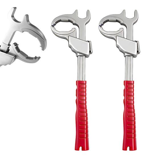 1/2Pcs Bathroom Wrench Multi-Head Interchangeable Socket System Double-Head Pipe Wrench with 86mm Adjustable Mouth Faucet Valve Repair Tool
