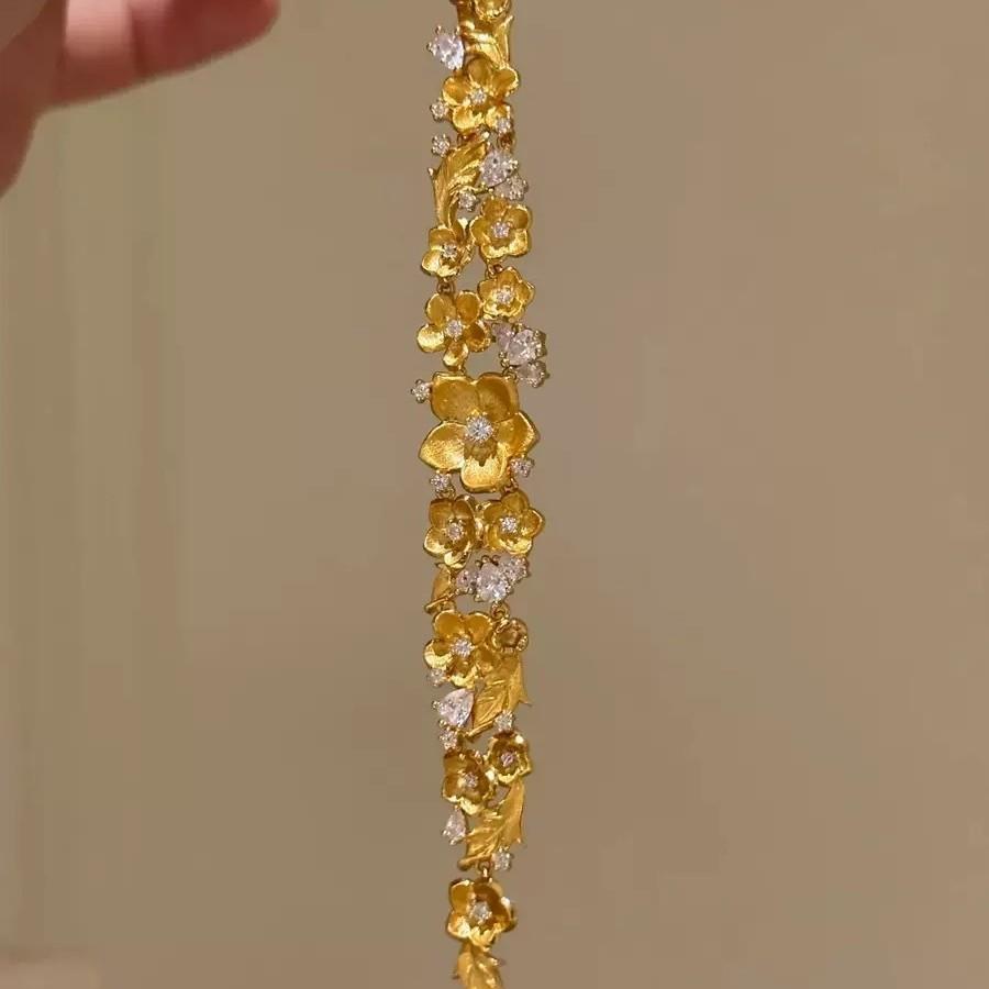Gold and Jade Full of Tang Bright Begonia Flower Flash Diamond Gold-plated Bracelet New Chinese Exquisite Bracelet Jewelry Accessories Female 2026