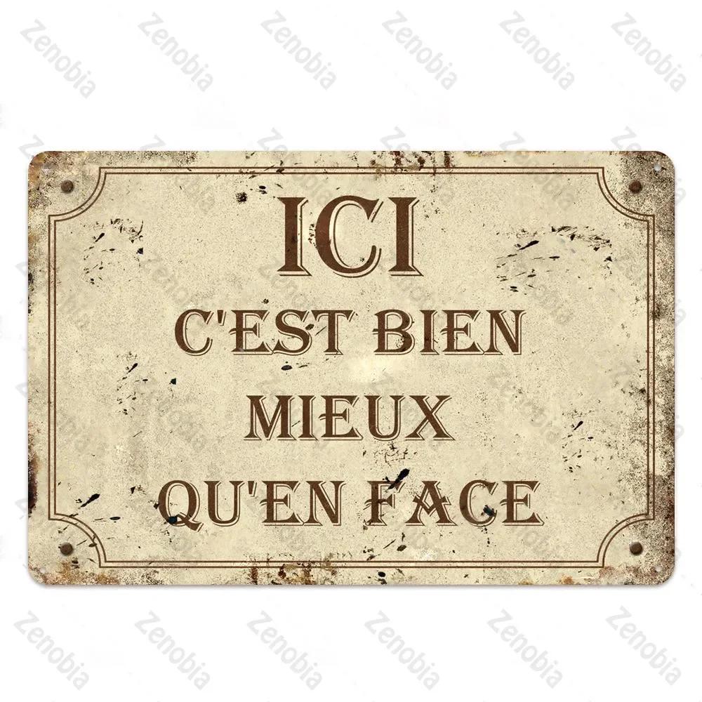 Place Des Aperos Plaque Metall Vintage Französisch Retro Metall Zinn Zeichen Bar Pub Club Wand Dekor Eisen Malerei Dekorative platte