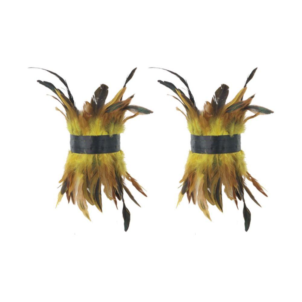 Decorative Elastic Feather Leg Cuffs Fashion Gothic Feather Collar Punk Ankle Wrap Carnival