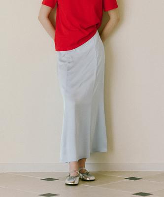 Green Butter Silky Banding Skirt (Light Blue)