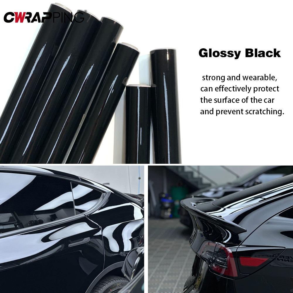 Car Glossy Black Sticker Waterproof Air Release DIY Stickers Car On The Hood Adhesive Vinyl for Auto Motorcycle Body Stickers