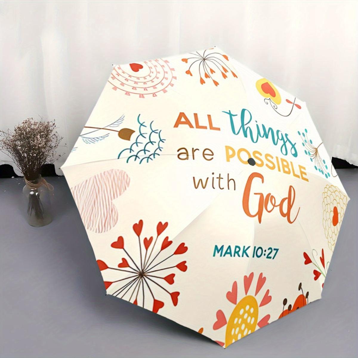 

Automatic Open/Close Umbrella with Floral Patterns - Compact Folding Umbrella, Lightweight & Portable for Travel, Backpack, Ev