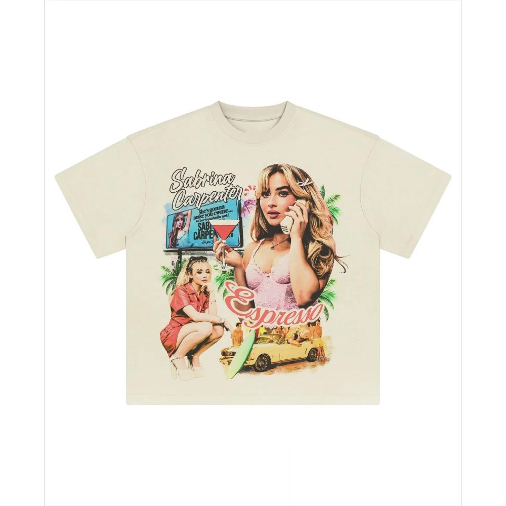 Summer Sabrina Carpenter men's T-shirt with round neck, 100% cotton short-sleeved Hip Hop Harajuku streetwear