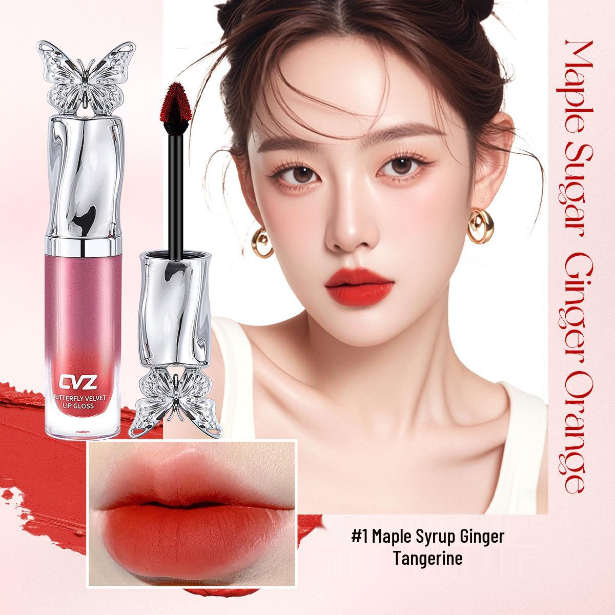 CVZ Butterfly Velvet Matte Lip Glaze: Non-Staining Lip Gloss for Students, Natural Brightening, Affordable