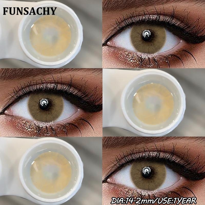 

FUNSACHY 1 Pair Natural Brown Big Eyes Color Contact Lenses for Eyes Blue Beauty Pupils Gray Lens Contacts Fast Shipping Yearly 0