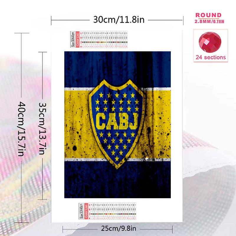 Boca Juniors logo Pattern 3pcs 100% Round Full Drill 5D DIY Diamond Painting Embroidery Cross Stitch Rhinestone Décor