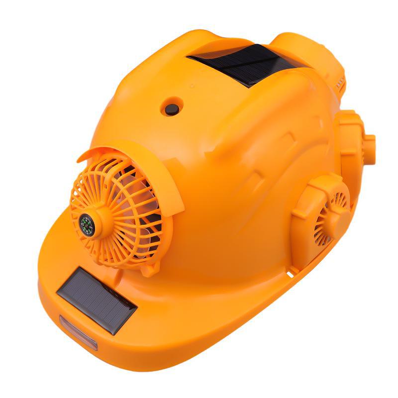 Green Forest Solar-Powered Safety Helmet: Dual Fans, Bluetooth, Light, Sunshade for Construction