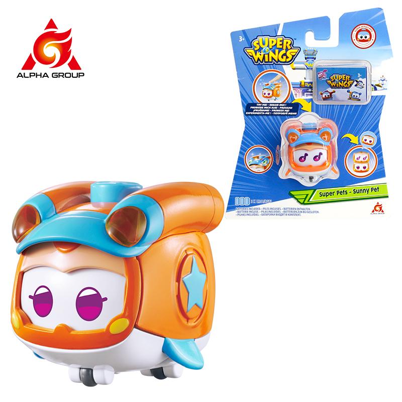 Super Wings Super Pet-Tino Pet Dinosaur With Sparkling Light Slide Face To Change Emotion Stackable Action Figures Kid Toy Gift