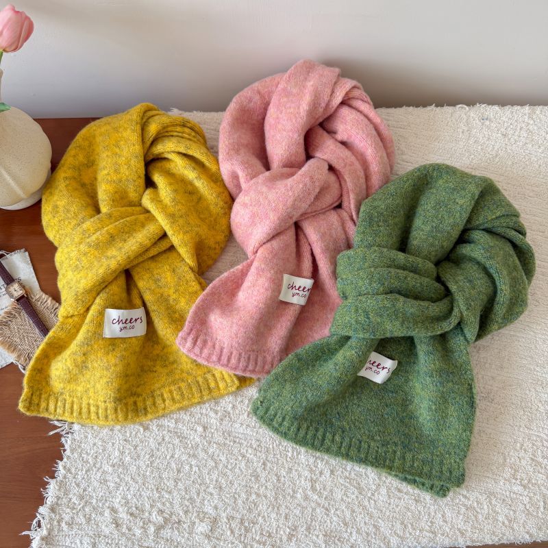 Solid Color Knitted Scarf Autumn and Winter Warm Men and Women Versatile Korean Wool Scarf Couple Multi-color Optional Factory