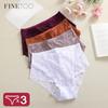Set 3 Piese Chiloți Dantelă Femei Talie Medie Sexy Culoare Uni Accente de Dantelă Lenjerie Intimă Feminină Luxos Decupați Confortabili Respirabili Lenjerie