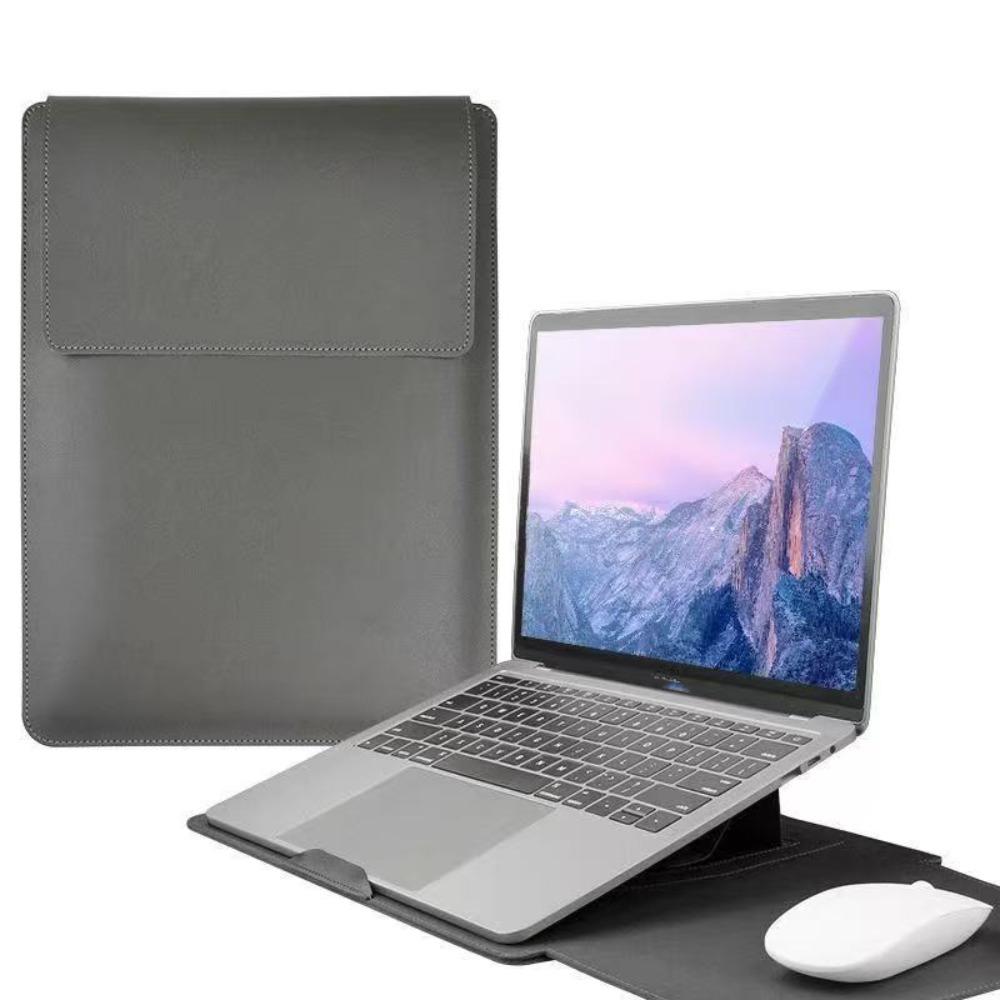 

Водонепроницаемая сумка-чехол для ноутбука 14 дюймов из ПУ кожи, подставка для ноутбука, чехол для ноутбука в деловой поездке серый