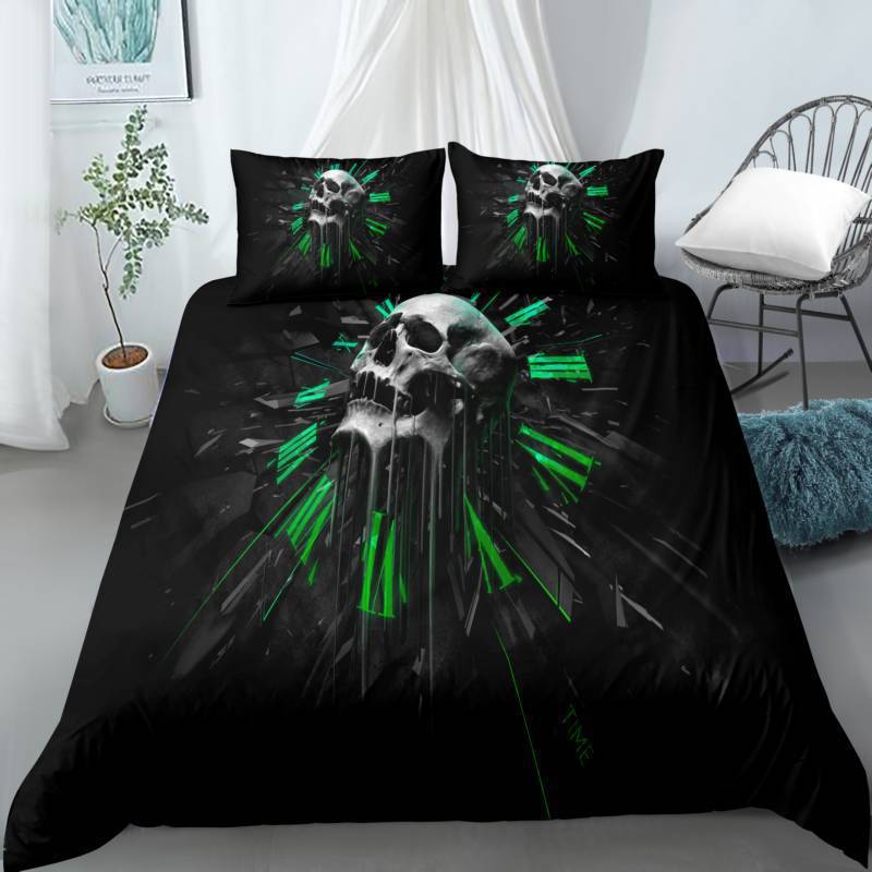 3D Digitaal Print Dekbedovertrek Driedelig Schedel Verdikt