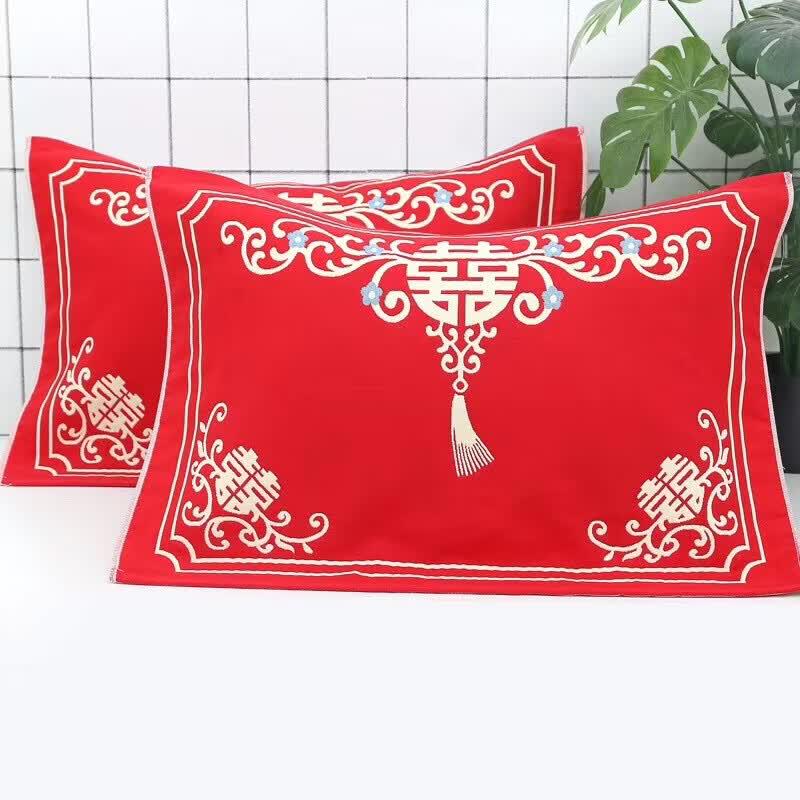 OEING Red Auspicious Wedding Pillow Scarf Pair красный