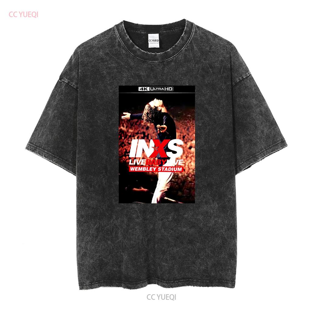 Inxs Live Baby Mens T Shirt Vintage Washed Casual Graphic Streetwear Homme Top For Everyday Wear Stretched Stylish