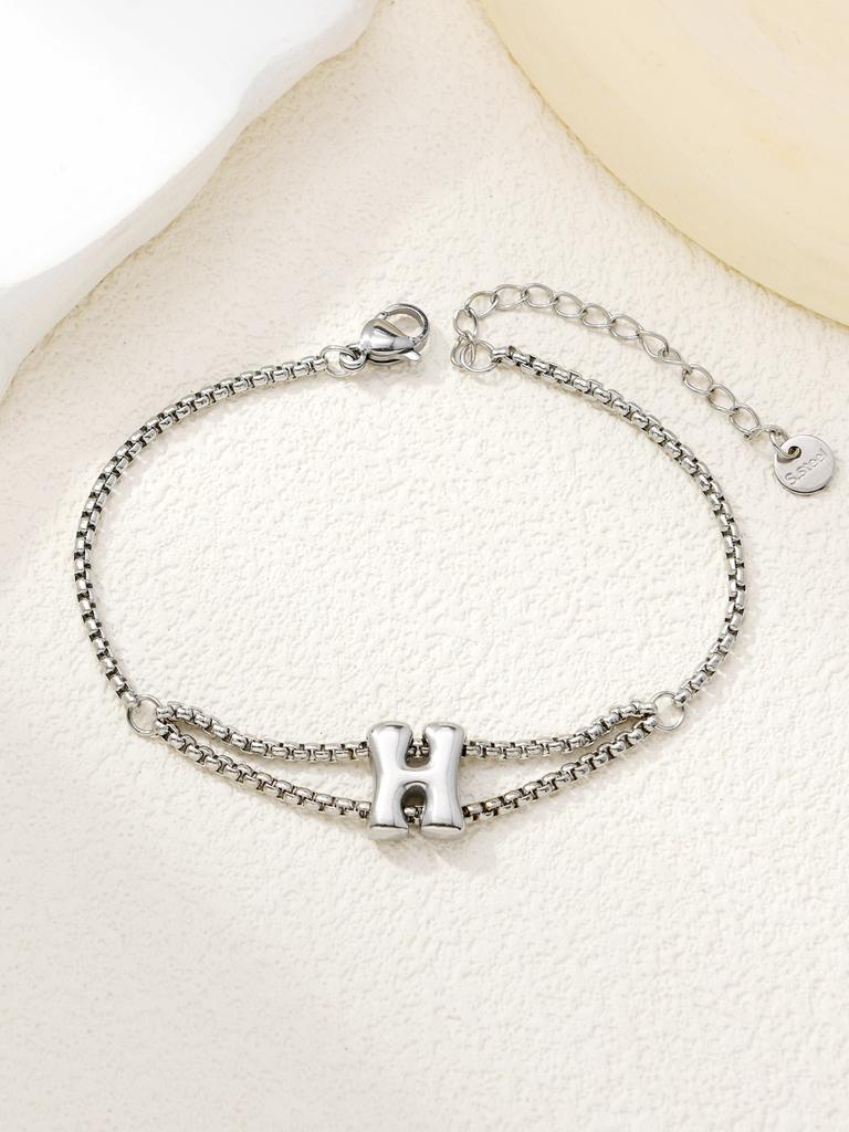 New stainless steel wholesale 26 English letters double-layer ring gold-plated bracelet