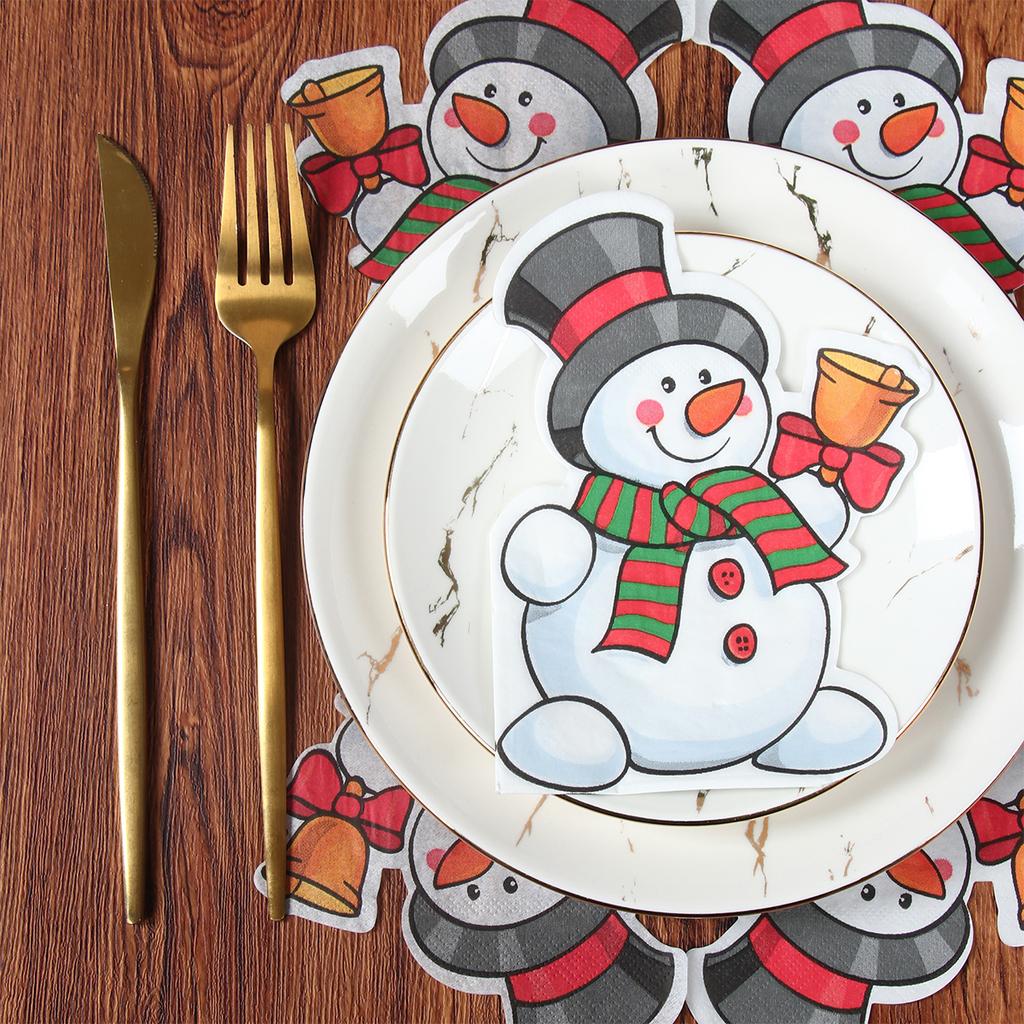 Christmas Gingerbread Man Napkins Merry Christmas Decorations for Home 2025 Navidad Natal Xmas Snowflake Snowman Paper New Year