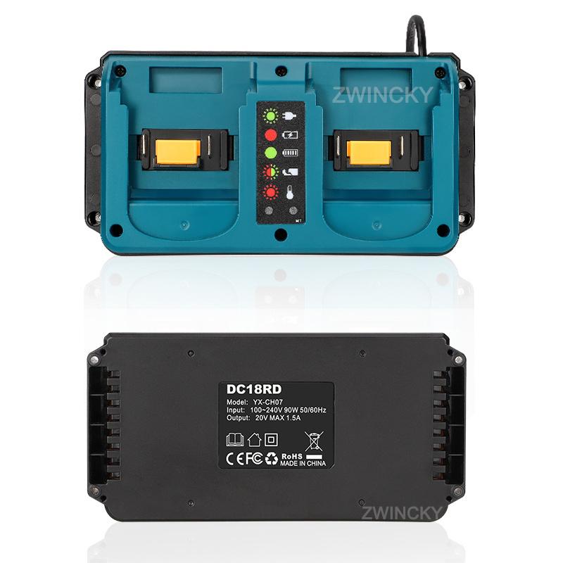 Replacement 18V DC18RD Dual Ports Battery Charger for Makita 18V Lithium Battery BL1830 BL1840 BL1850 BL1850B EU/US/UK/AU Plug
