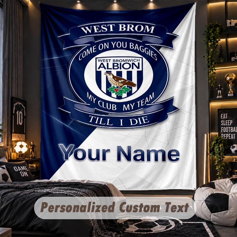 TapestryWest Bromwich Albion FC Custom Name Text Personalized Wall Hanging Tapestry Home Wall Decor
