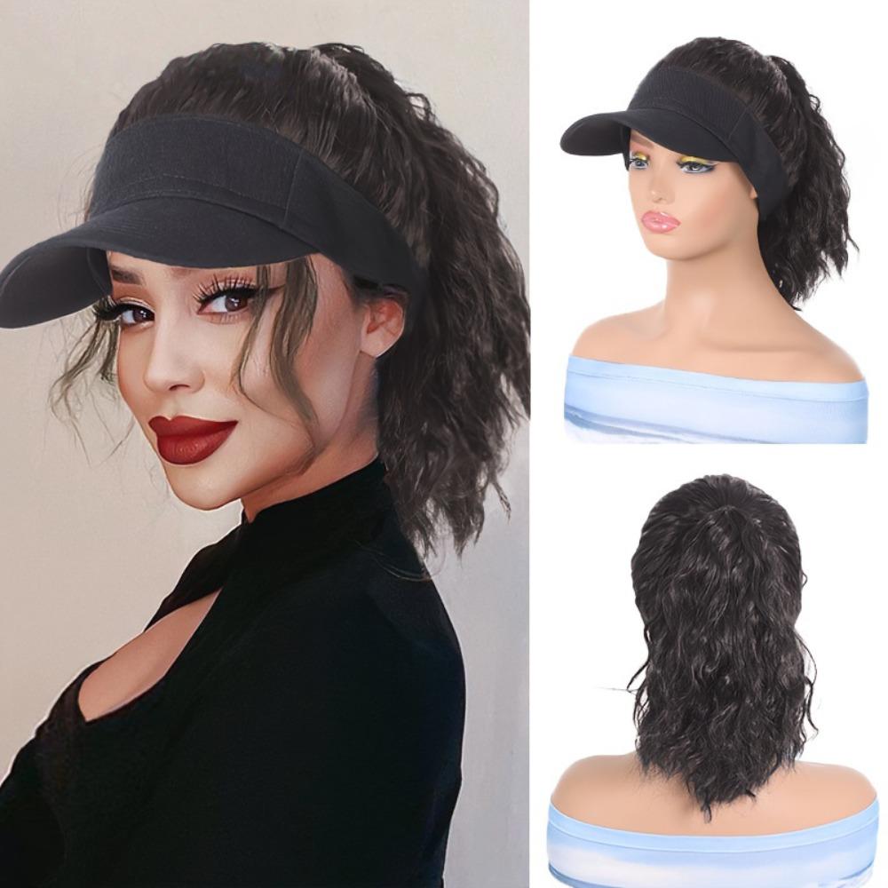 Baseball Cap Ponytail Curly Hair With Cap Hollow Top Summer Sunshade Cap Wig  Travel