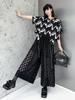 Women's Summer Wide-Leg Pants Elastic Waist Hollow Out Pants