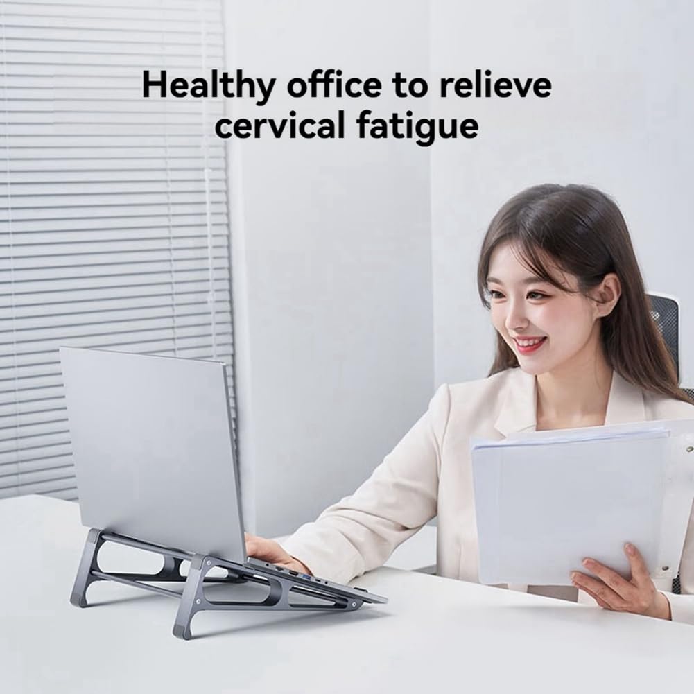 Limnyves Vertical Laptop Stand with Detachable Aluminum Tablet Storage Holder for Inch Compact 2-in-1 11-16 Devices,