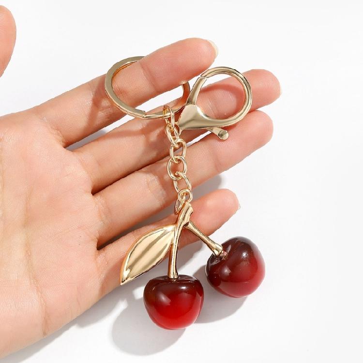 Fashionable Cherrys Sturdy Resin Charm Pendant Elegant Keychain Charm Accessory for Styles Expression Daily Use