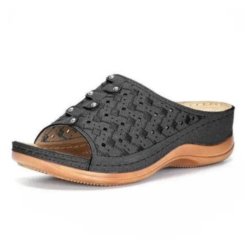 Women s Heeled Sandals Soft Comfortable Thick Sole Beach Shoes Large Size Casual Slippers for Summer 35EUCN36 чёрный 1540₽