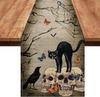Linen Halloween Table Runner Pumpkin Spider Web Skull Dining Table Decoration Scary Table Cover For Halloween Dinner Party Decor