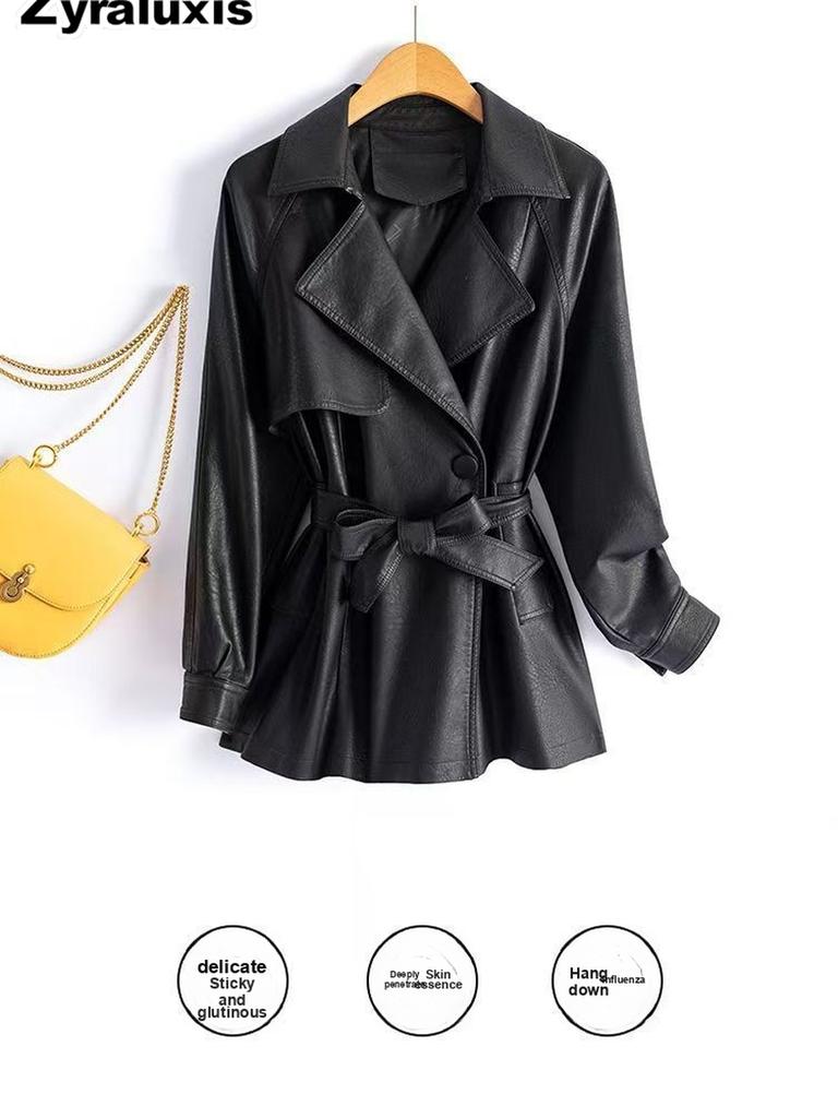 Sonbahar Yeni Moda Trendli Mizaç Deri Rüzgarlık Ceket Dar Kesim Günlük Deri Mont Üst