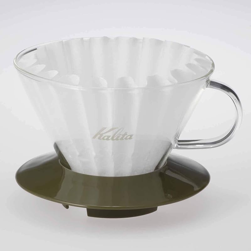 Kalita Kalita Enjoy the extraction process coffee dripper wave series For 2-4 people glass dripper Made of heat-resistant glass army green WDG-185