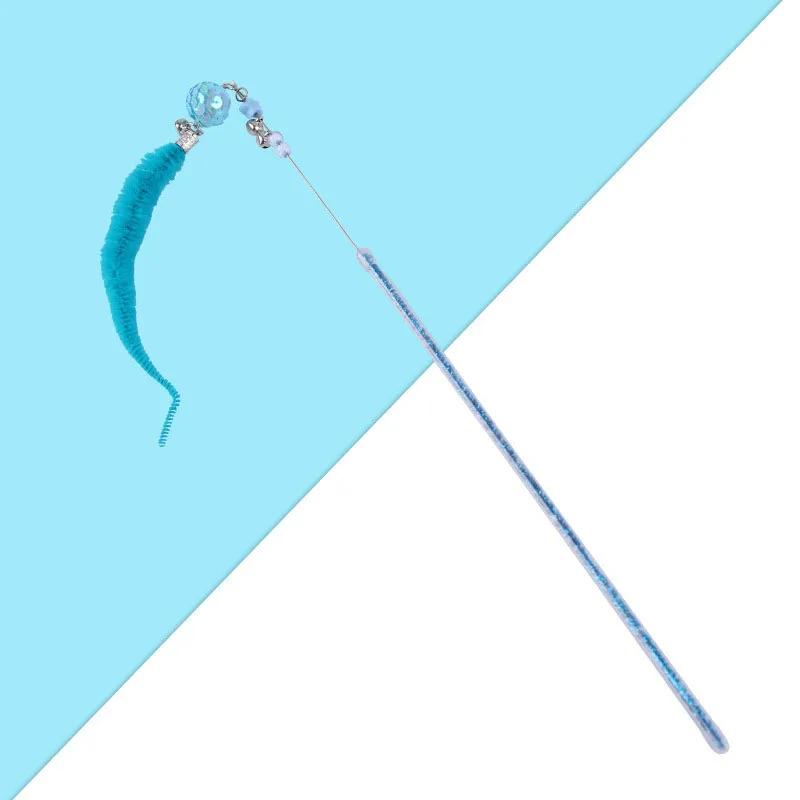 Wand Toy Interactive Cute Plush Toy Kitty Teaser Toy with Bells 16.5" Long Plastic Pole for cats and Kittens Dropshipping