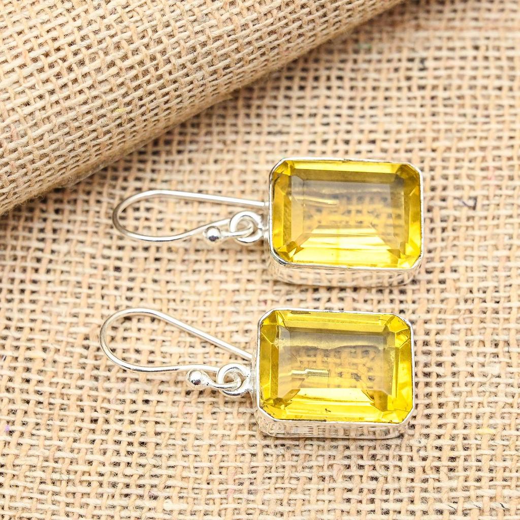 Citrin-Edelstein, handgefertigter Schmuck aus 925er Sterlingsilber, schöne Ohrringe, Geschenk für Sie