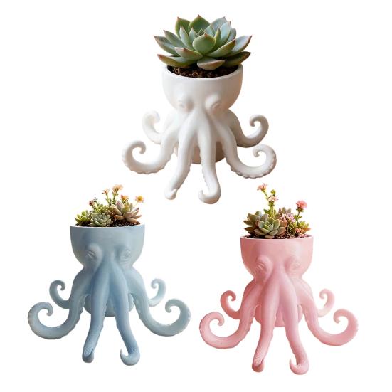 Porch Flowerpot 3D Printed Octopus Vase, Shaped Flowerpot, Creative Planter Pot, Plant Pot Funny Animal Statue for Indoor Outdoor Plants Garden
