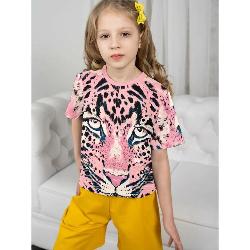 T-Shirts für Kinder Niedliche Katze 3D-Druck Sommer Lässig Cartoon-Muster Kurzarm-T-Shirts Outdoor Schlicht