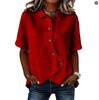 Casual Solid Color Cotton Short Sleeve Shirt For Women With Asymmetric Design For Office Wear