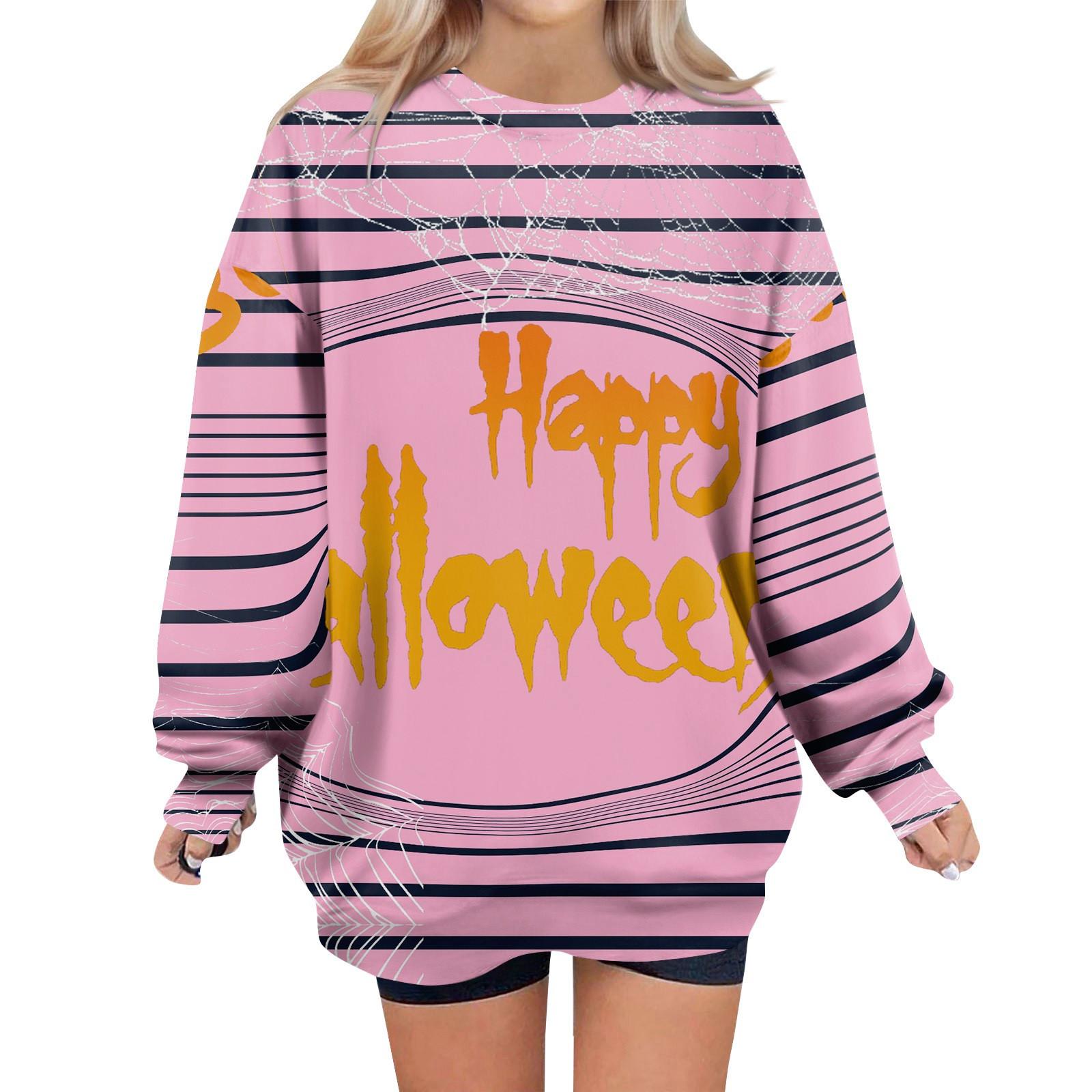 

Женские свободные свитера, толстовки, флисовые принты на Хэллоуин, свитера с длинным рукавом, зимние осенние наряды XL