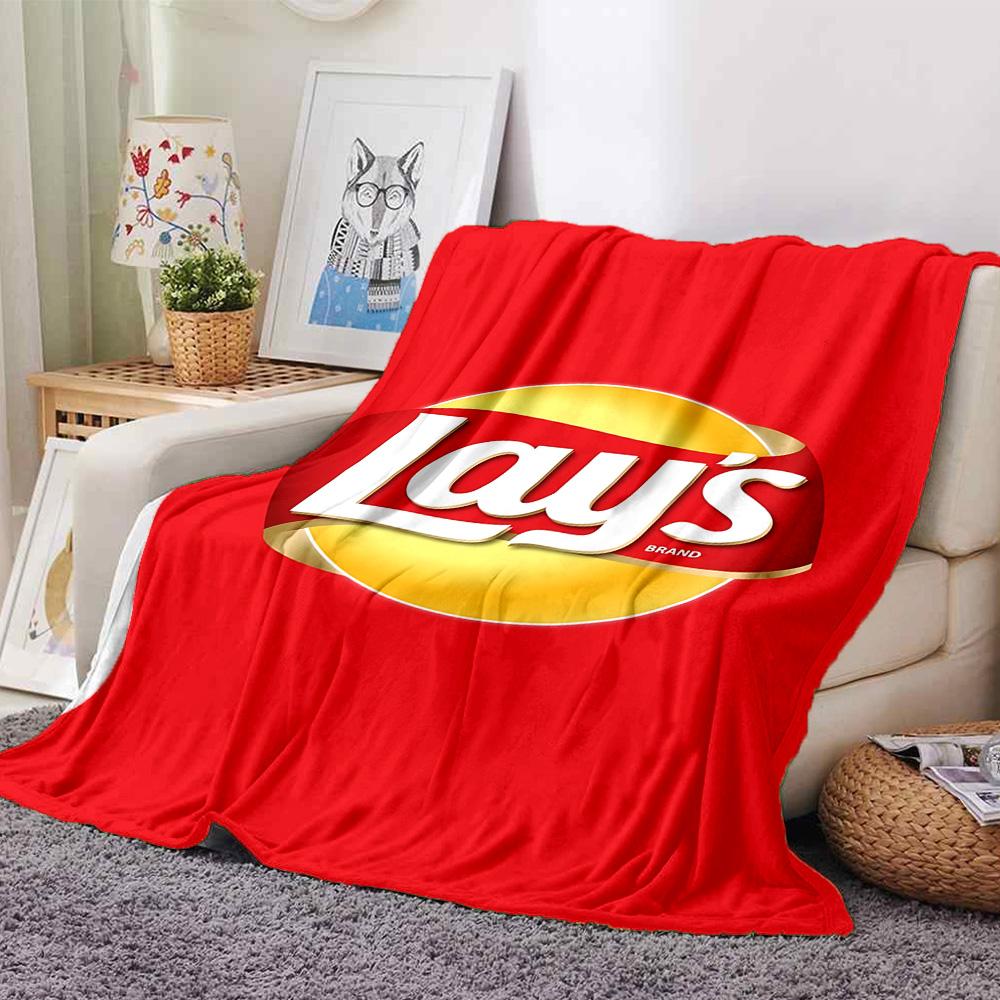 Lay'S Potato Chip Logo Flannel Blanket Super Soft Warm Cozy Blanket for Sofa Bed Office Travel All‑Season Home Decor Gift