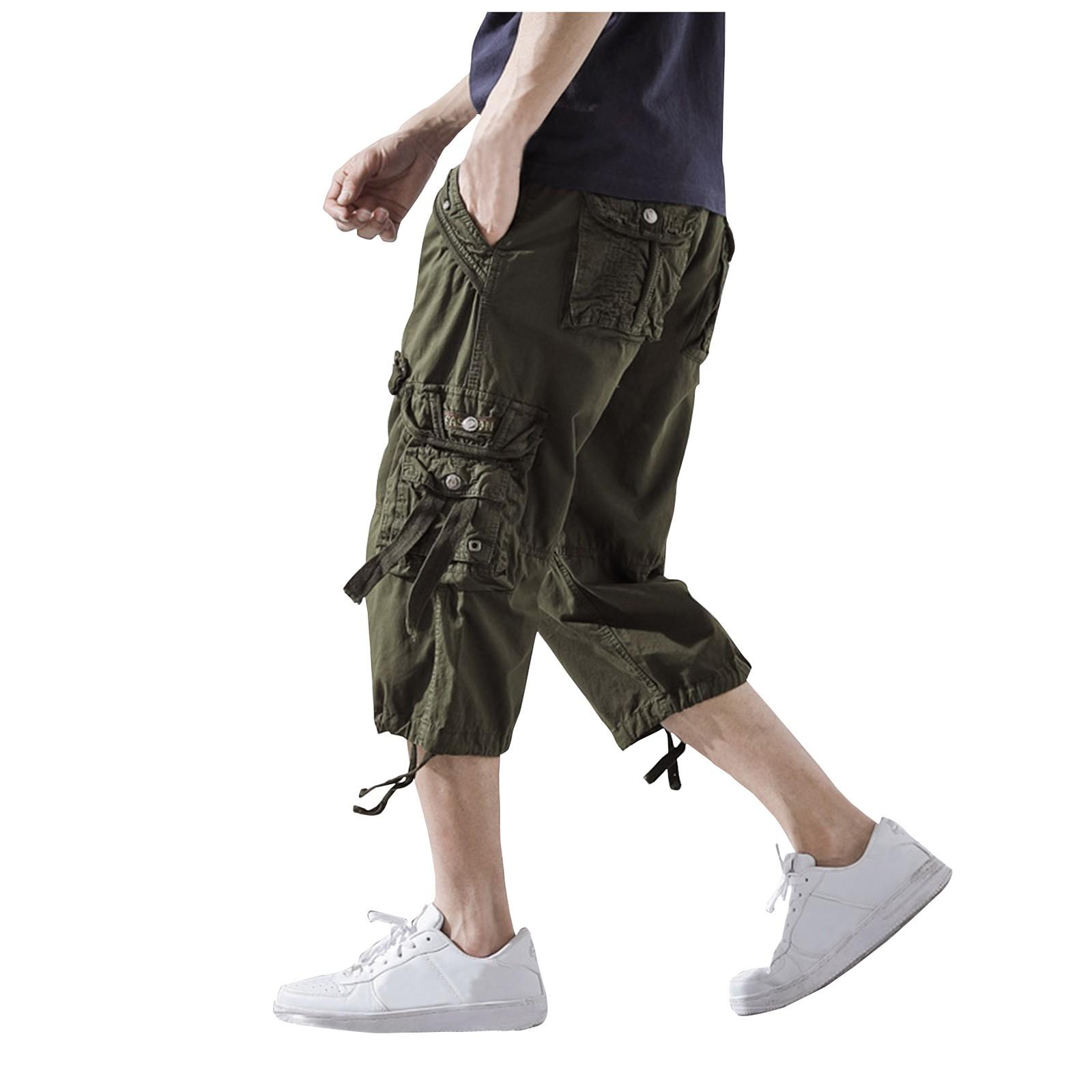 Men s Summer Multi-Pocket Cargo Shorts Men s Casual Fashion Loose Cargo Pants 34