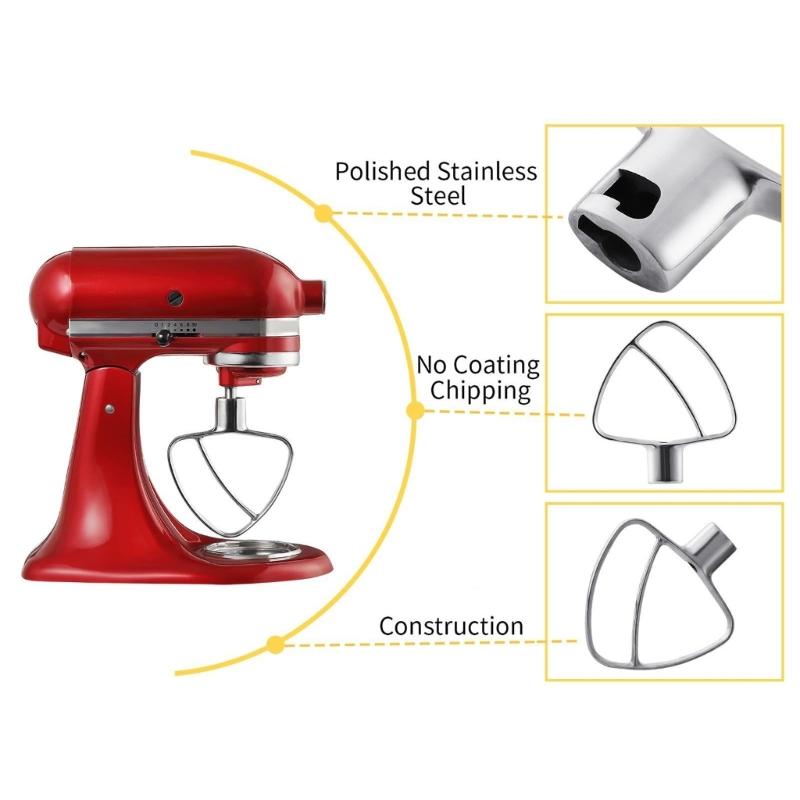 Heavy Duty Stainless Steel Flat Beater Replacement for 4.5-5QT Bowl Lift Stand Mixer Easy Attachment Accessories