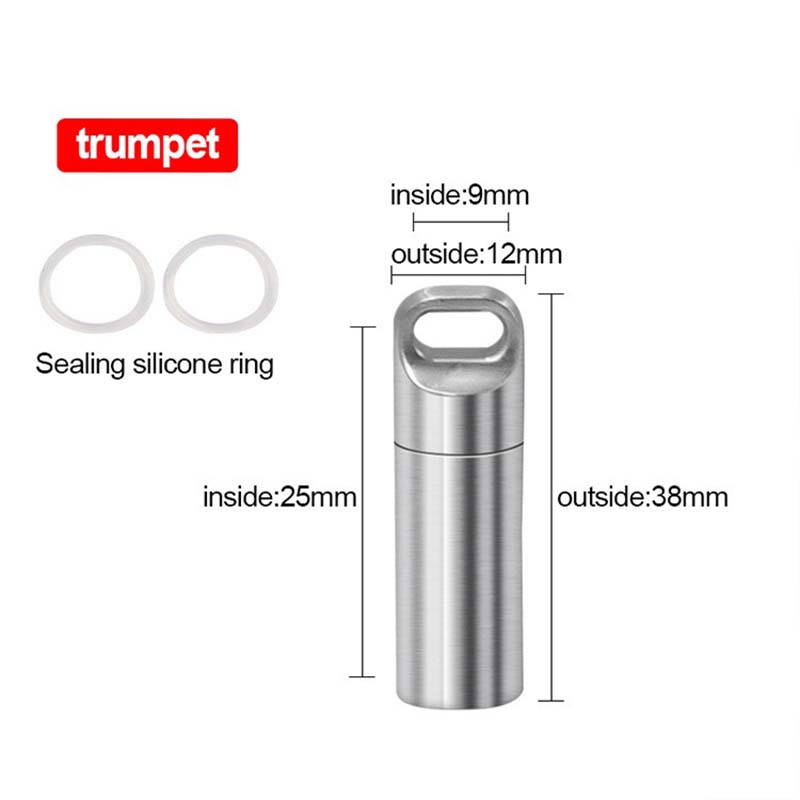 

Stainless Steel Mini Waterproof Sealed Canister Outdoor Survival Pill Storage Bottle Travel Portable Tablet Container Keyring