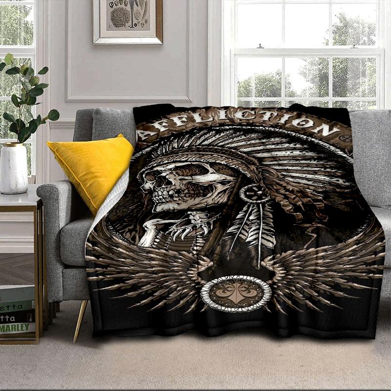 Skulls And Roses Artwork Blanket Flannel Blanket Throw Blanket Sofa Cover Blanket Soft Premium Blanket Picnic Blanket Tv Blanket Gifts
