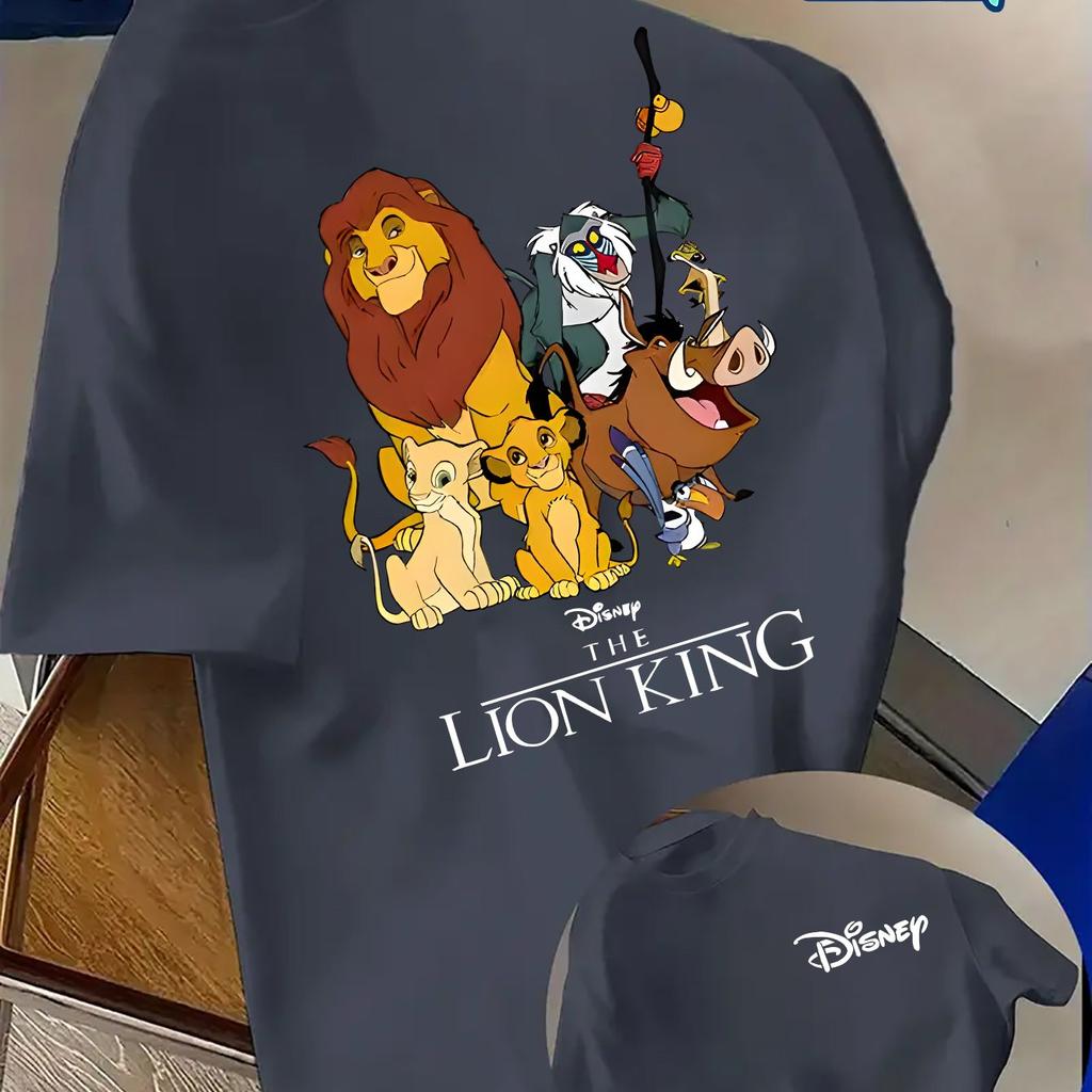 Summer Mens Disney Simba Lion King PatternTShirt Daily Leisure and Theme Activities Wear Unisex Cotton Short Sleeve Oversized
