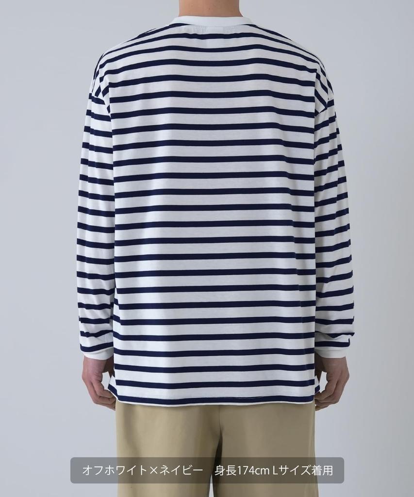 IMPROMES Casual SIDEWAYSTANCE Floral Border Long Sleeve T-Shirt, Men's, Off-White x Navy