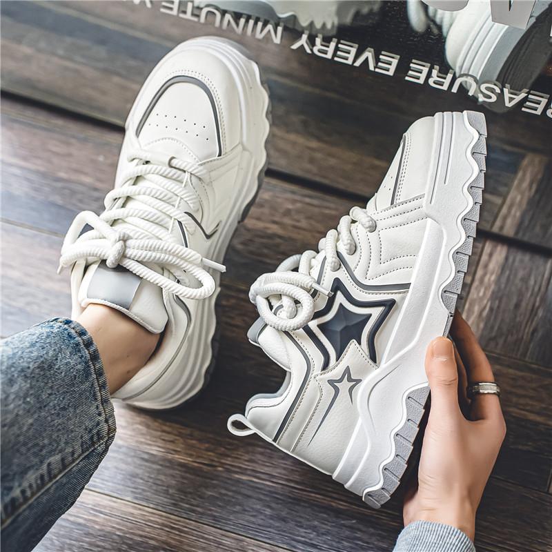 Men's Shoes Wild Casual Board Shoes Niche Youth Sports Increase Small White Shoes