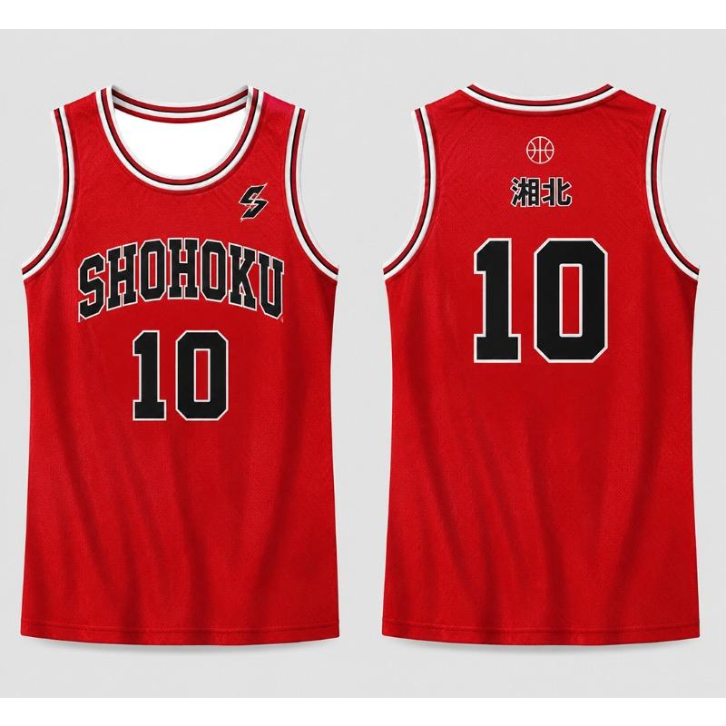 Hot Retro Anime Basketball Uniform 10 Number Red Jersey Breathable Mesh Vintage Sports Tank Tops For Fans Cosplay Casual Wear