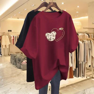 2024 Plus Size Women's Pure Cotton Hip-Covering Loose Mid-Length T-Shirt