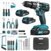 Yofidra 60N.M L 25+3 Torque Electric Impact Dril Cordless Electric Screwdriver With 32/53PCS Tool Kit Power Tool For 21V Battery