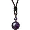 16mm Natural Obsidian & Tiger Eye Cross Necklace with Amethyst Pendant - Holiday Gift for Couples
