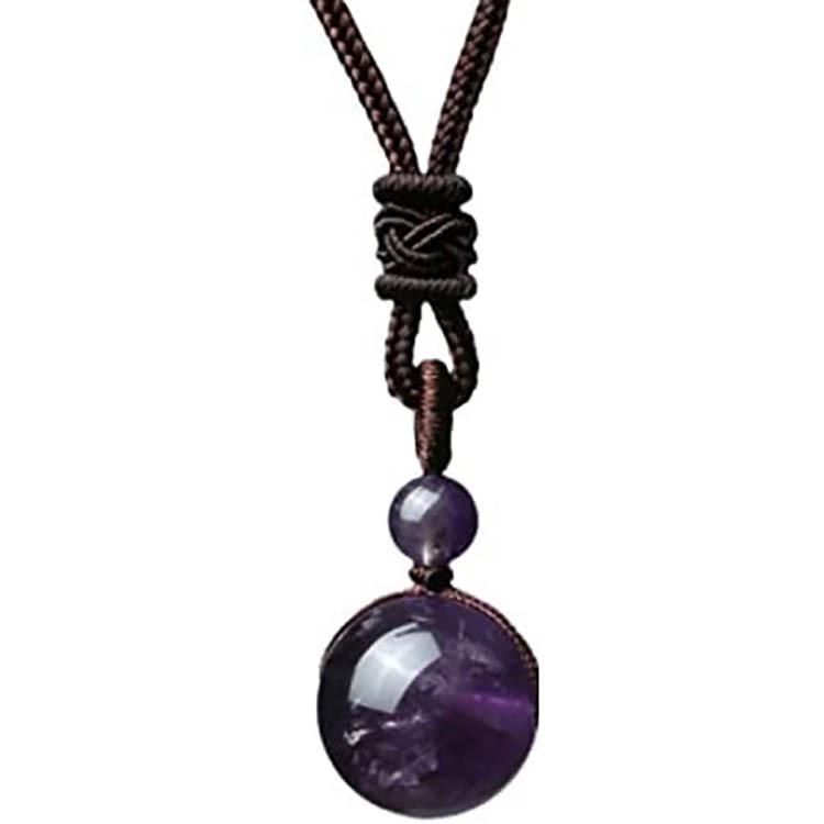 16mm Natural Obsidian & Tiger Eye Cross Necklace with Amethyst Pendant - Holiday Gift for Couples